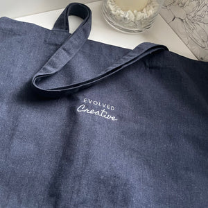 Tote Bag White Embroidery