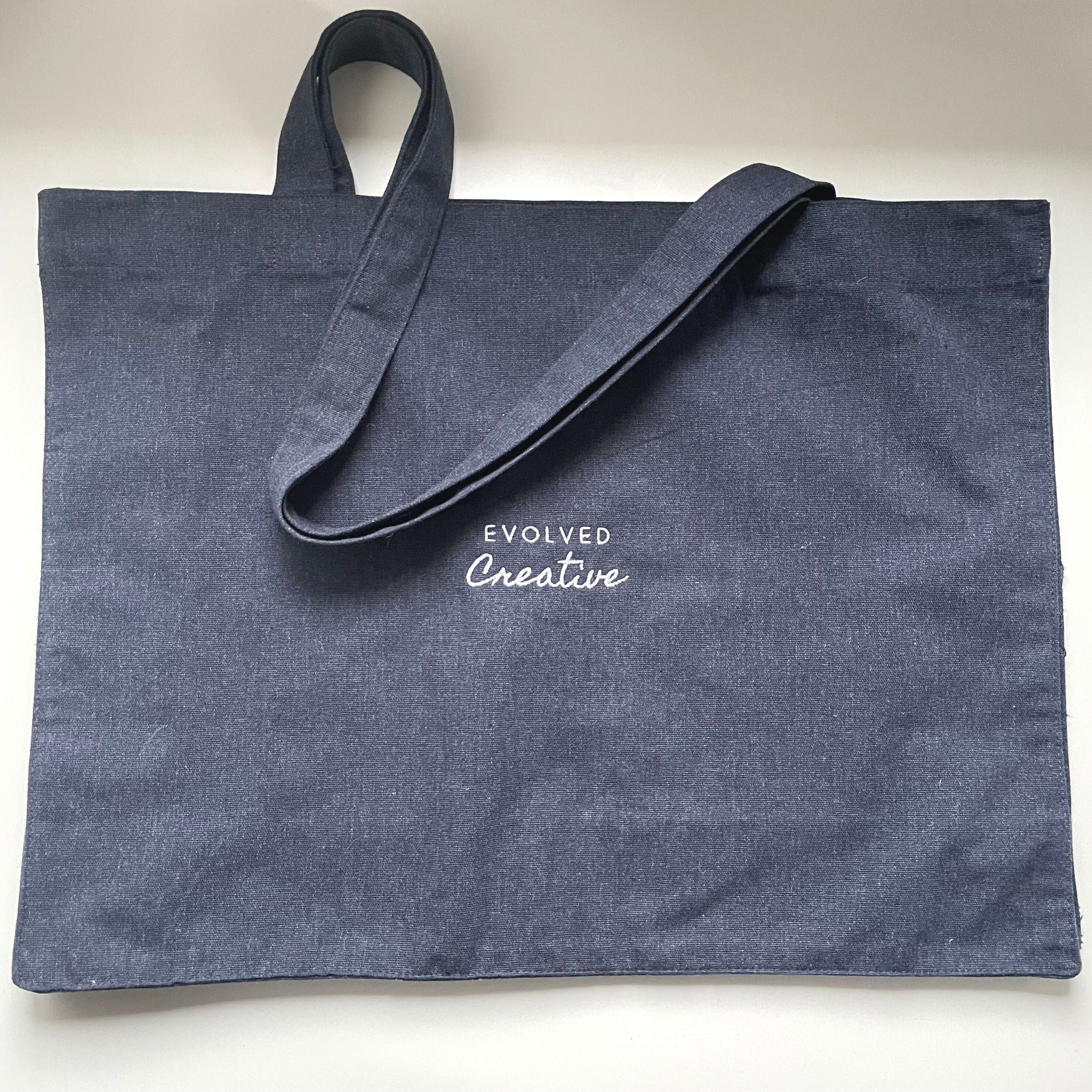 Large Tote Bag White Embroidery