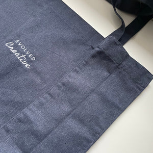 Large Tote Bag White Embroidery