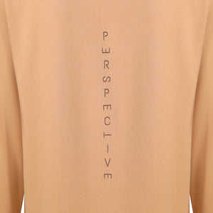 Sweatshirt with "perspective" down the back of the jumper. Letters in the word of perspective are tilted to give perspective to the word perspective