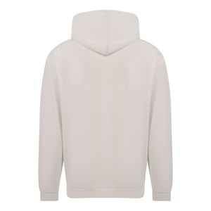 Arctic white hoodie with text that reads: Good Vibes All The Way. The Positive Affirmation Club in the middle of the chest. Text is in black writing 