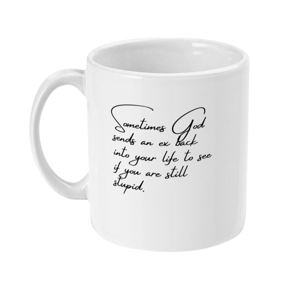 Mug that says: Sometimes God sends an ex back into your life to see if you are still stupid 